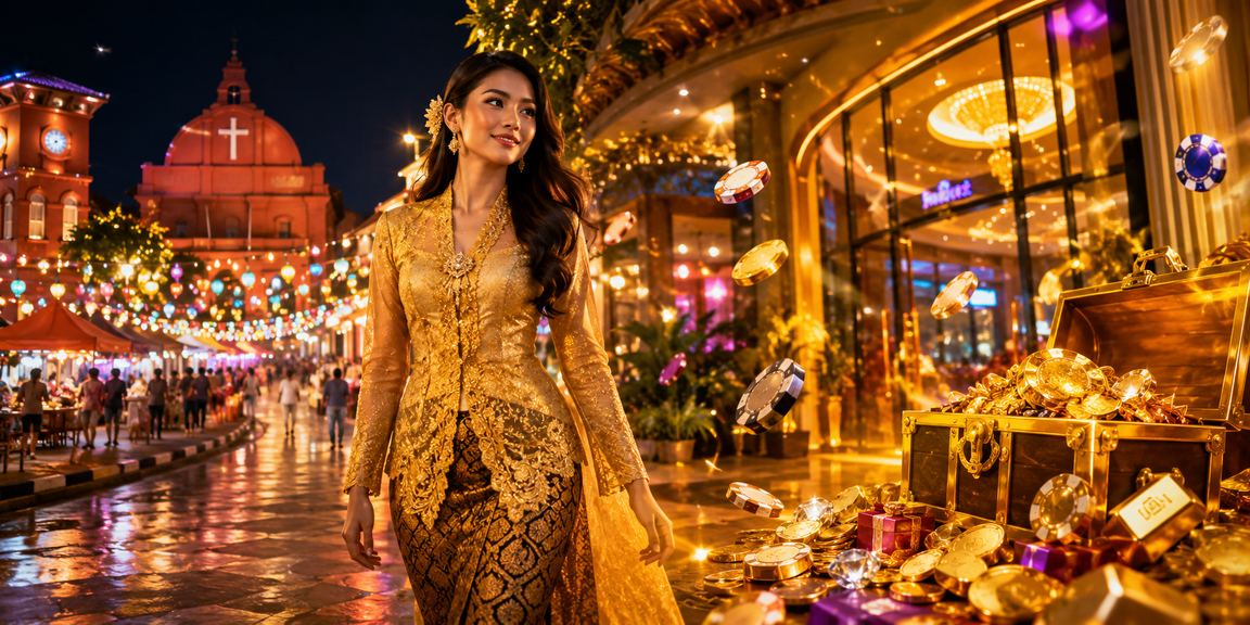Suasana pertaruhan odds perlawanan dengan gaya kebaya Melayu Melaka